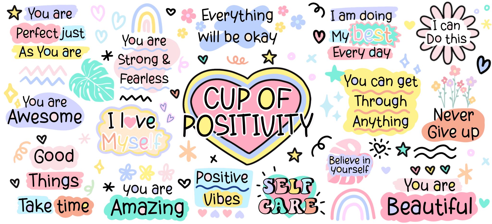 UV136 - Cup Of Positivity UV DTF Cup Wrap - My Vinyl Craft