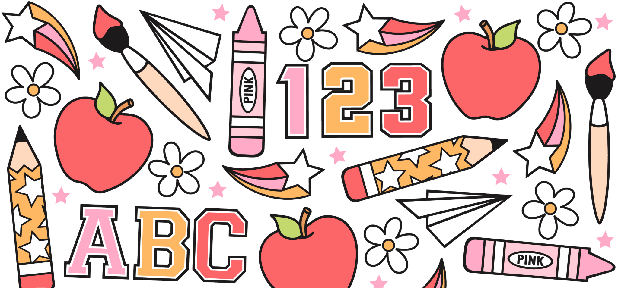 UV19 - Preppy ABC UV DTF Cup Wrap - My Vinyl Craft