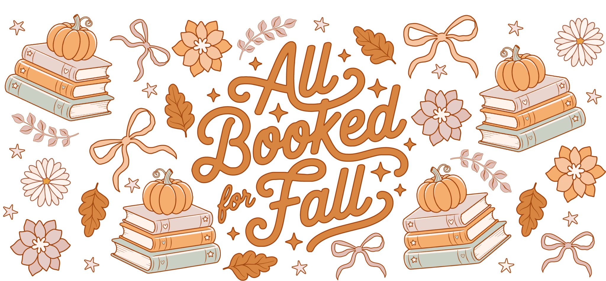 UV28 - All Booked In Fall UV DTF Cup Wrap - My Vinyl Craft