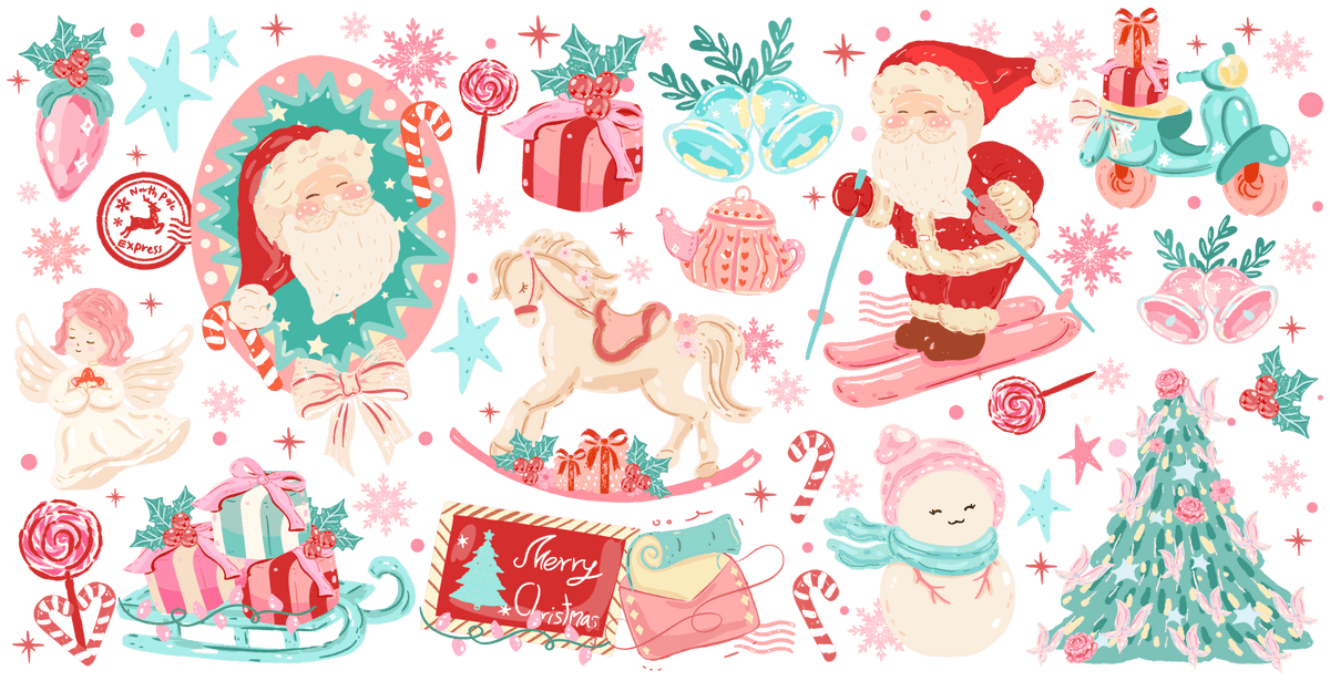 UV47 - Pastel Christmas UV DTF Cup Wrap - My Vinyl Craft