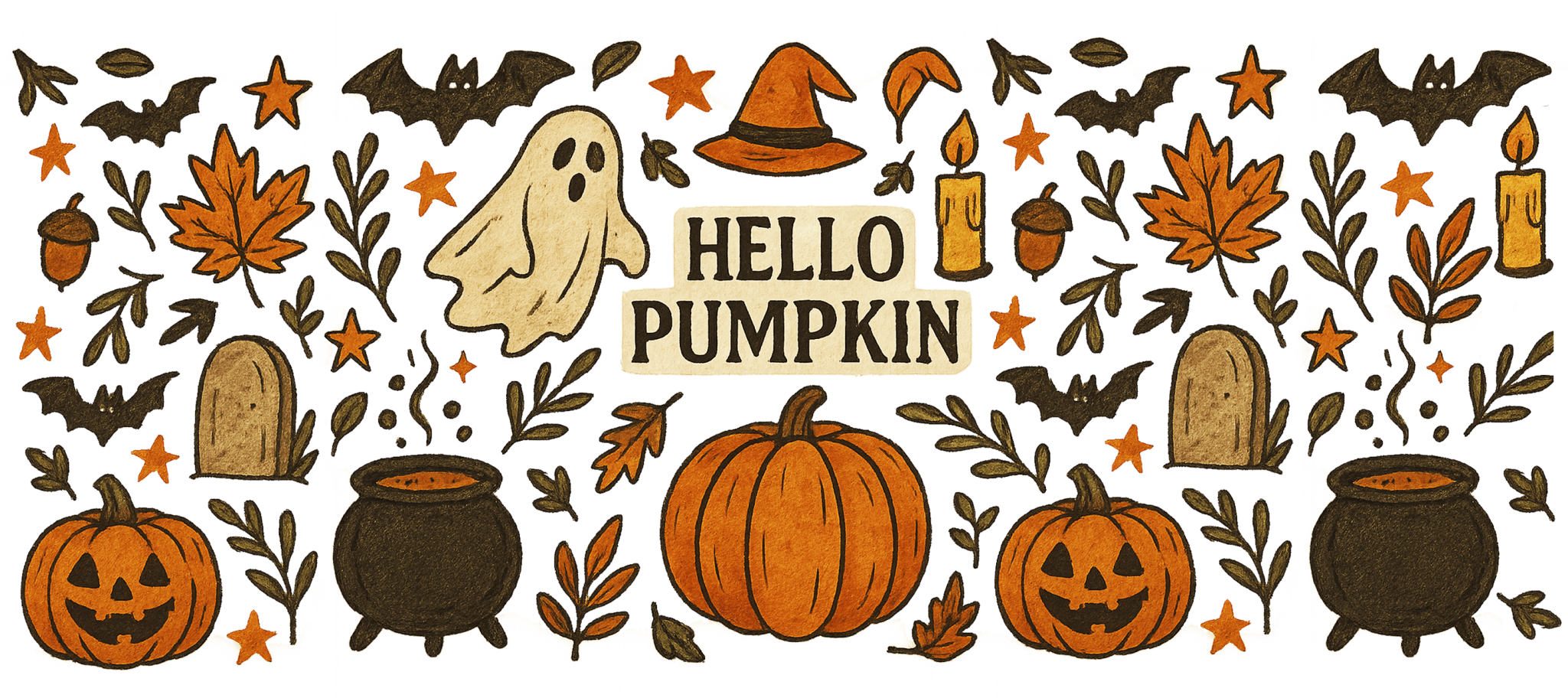 UV51 - Hello Pumpkin UV DTF Cup Wrap - My Vinyl Craft
