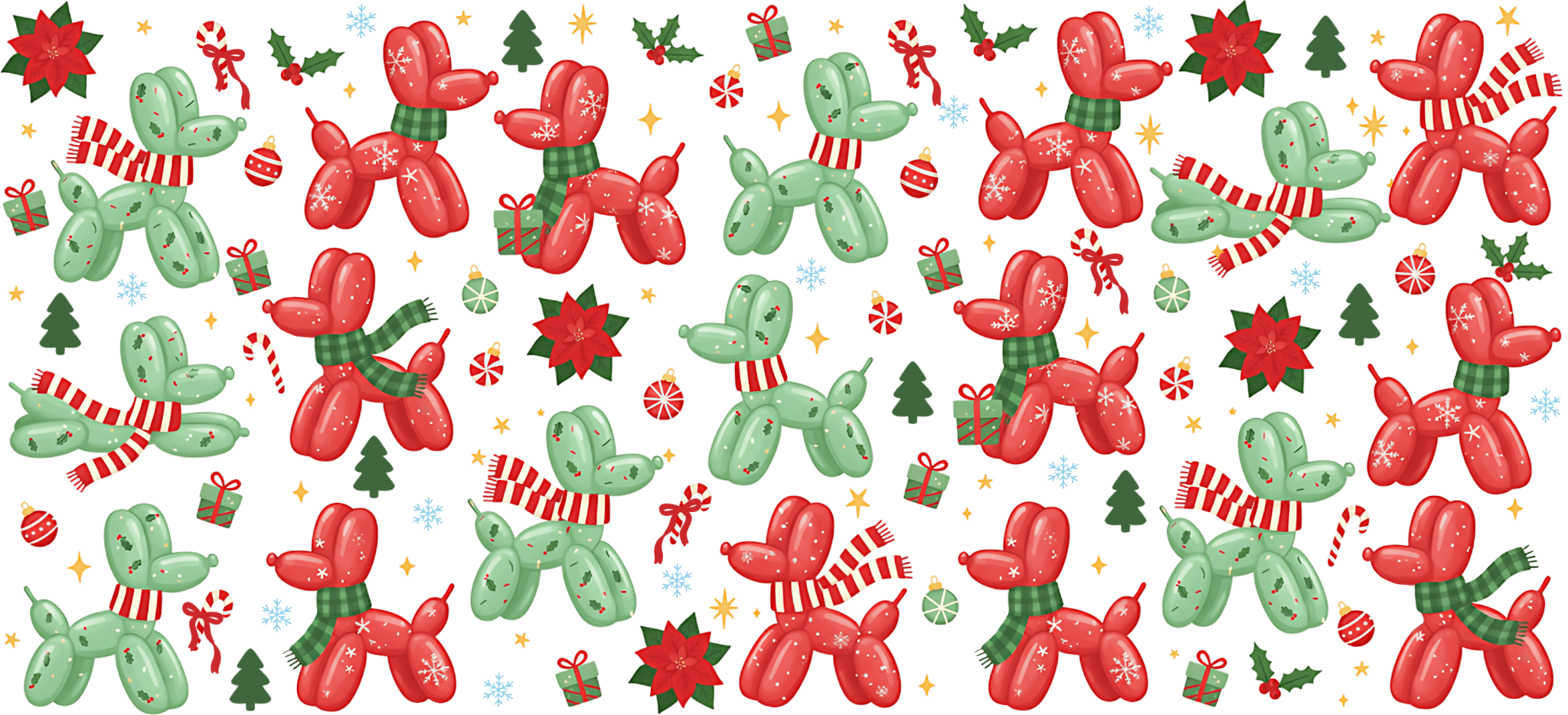 UV72 - Christmas Balloon Dogs UV DTF Cup Wrap - My Vinyl Craft
