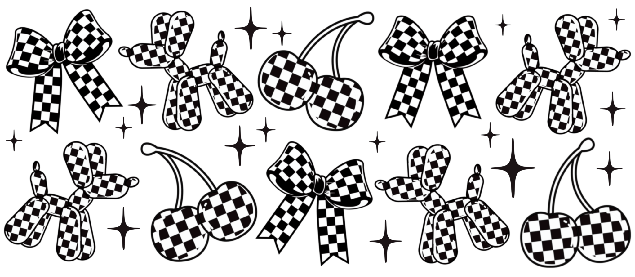 UV91 - Checkered Balloon Dog UV DTF Cup Wrap - My Vinyl Craft