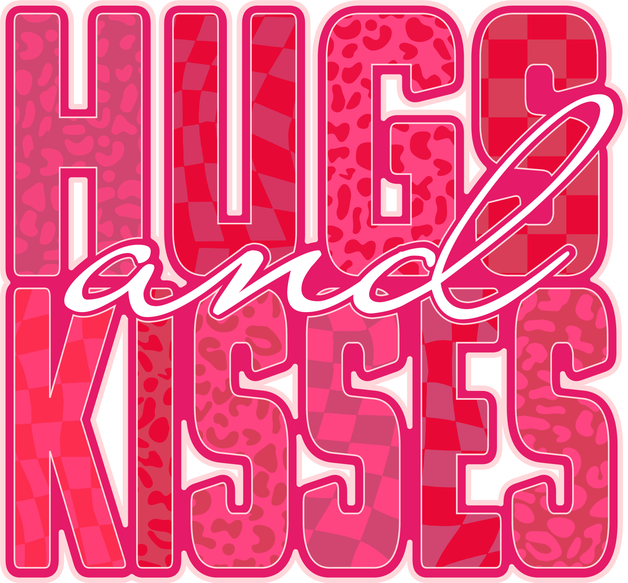 VA38 - Hugs and Kisses Pink DTF Transfer - My Vinyl Craft