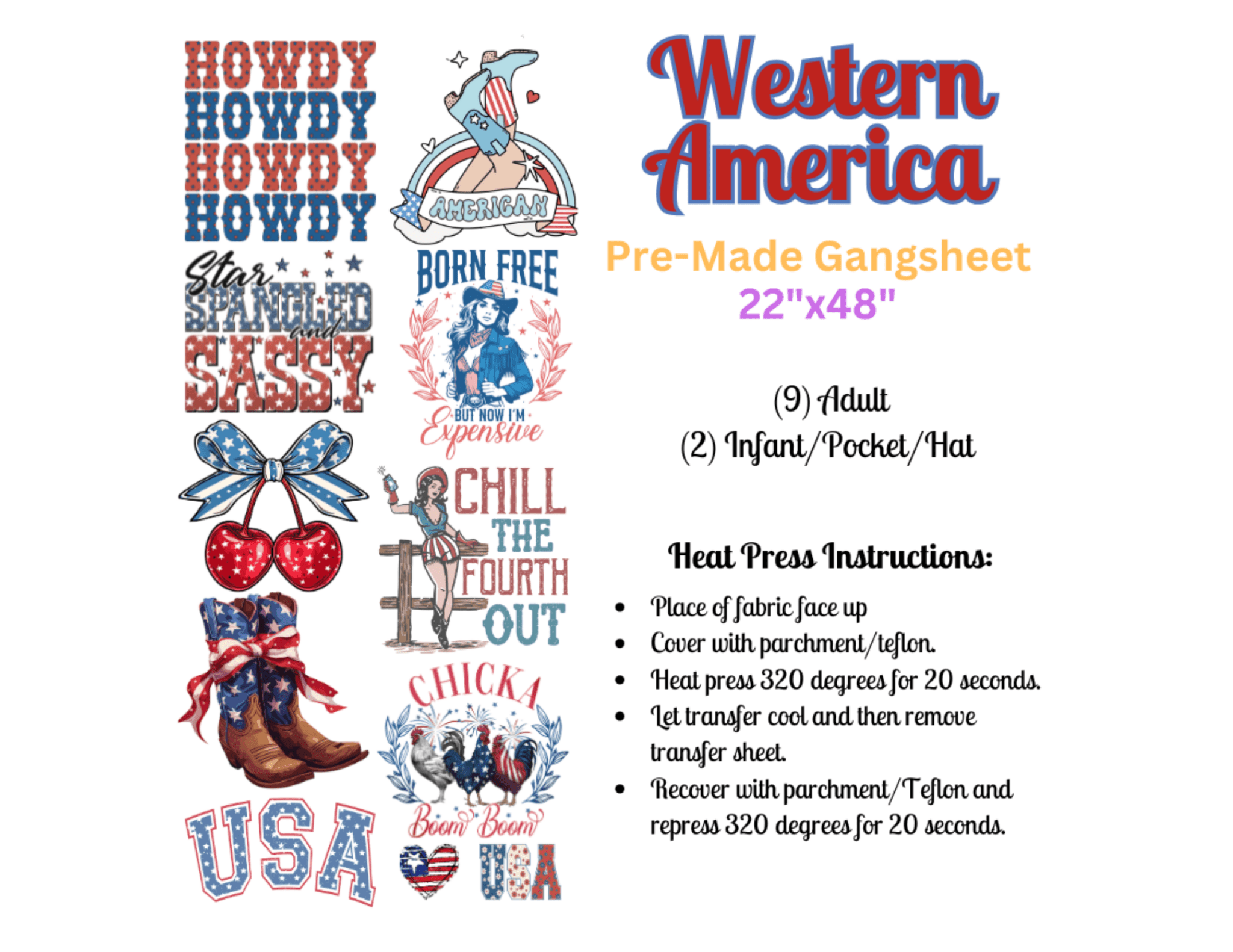 Western America DTF Pre - Made Gangsheet - My Vinyl Craft