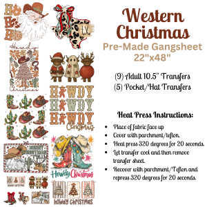 Western Christmas Pre - Made DTF Gangsheet - My Vinyl Craft