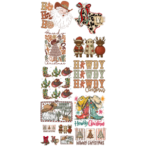 Western Christmas Pre - Made DTF Gangsheet - My Vinyl Craft