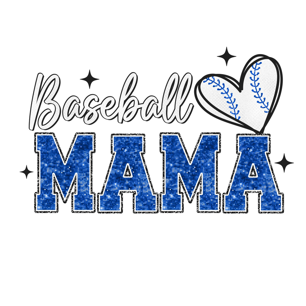 Baseball Mama Blue Glitter DTF Transfer - My Vinyl Craft