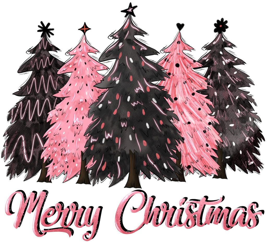 Black and Pink Christmas DTF Transfer - My Vinyl Craft