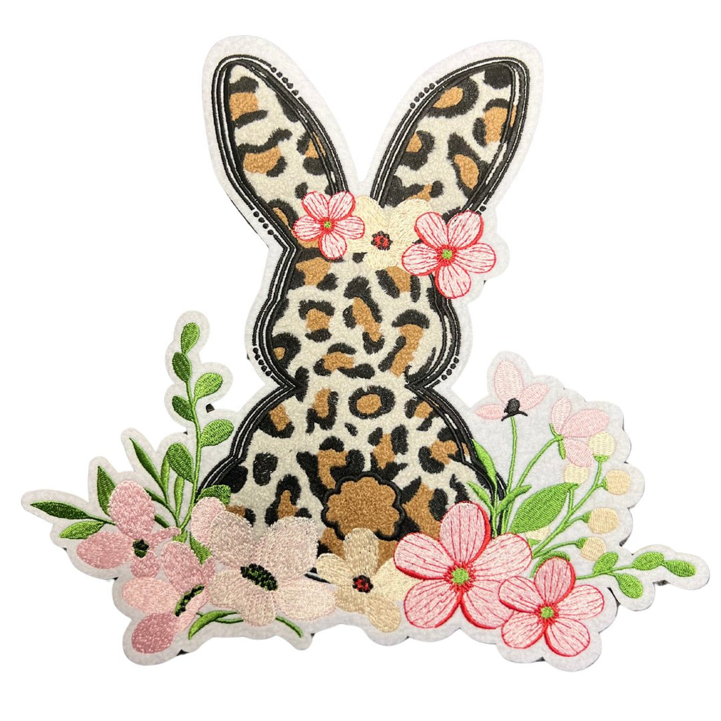 Floral Bunny Chenille Patch (Iron-on) - My Vinyl Craft