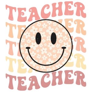 Groovy Peach Teacher DTF Transfer - My Vinyl Craft