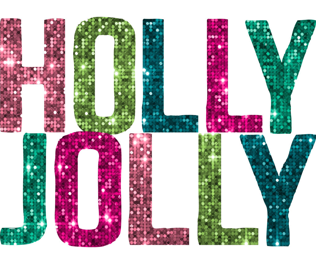 Holly Jolly Sequins DTF Transfer - My Vinyl Craft