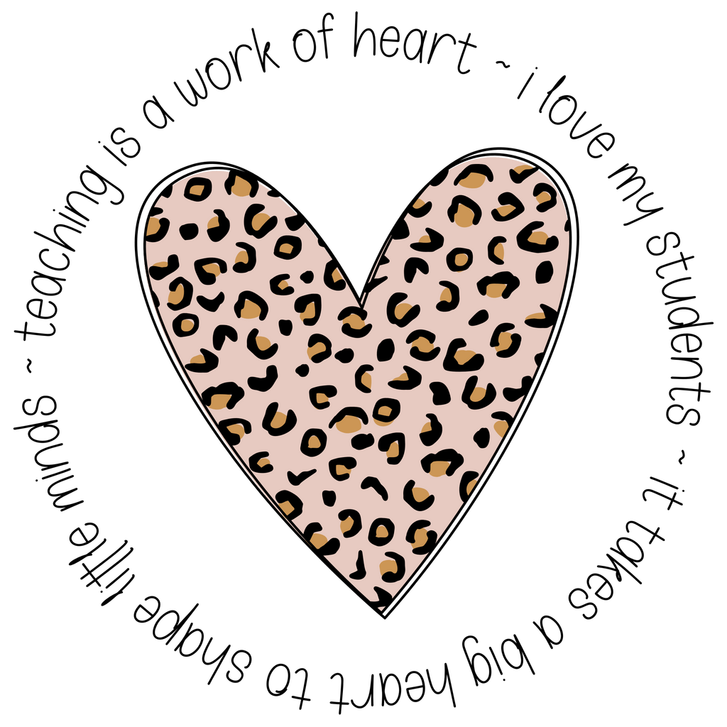 Leopard Teacher Heart DTF Transfer - My Vinyl Craft