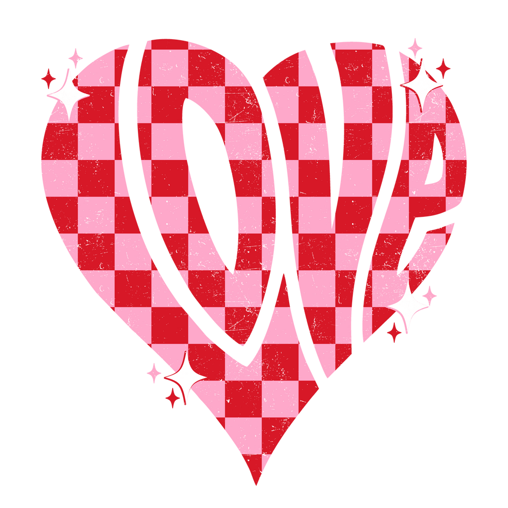 Love Checkered Heart DTF Transfer - My Vinyl Craft
