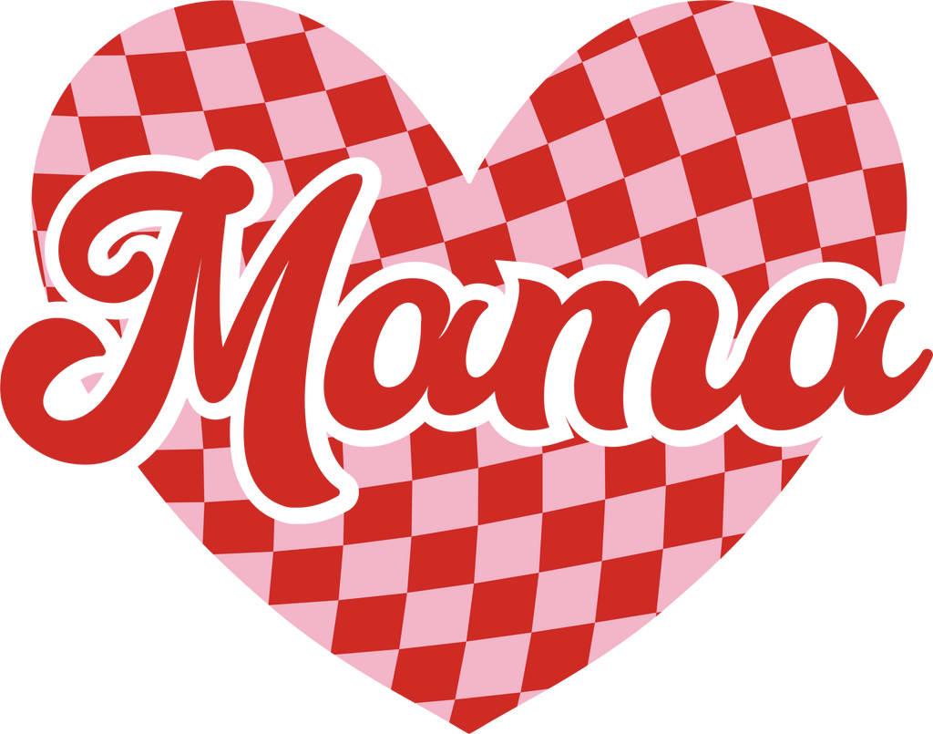 Mama Checkered Heart DTF Transfer - My Vinyl Craft