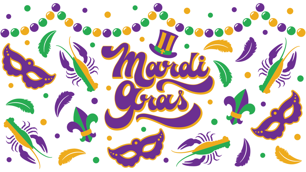 Mardi Gras Beads UV DTF Cup Wrap - My Vinyl Craft