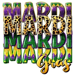 Mardi Gras Leopard DTF Transfer - My Vinyl Craft