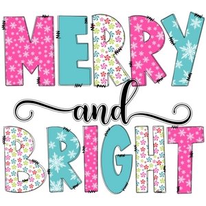 Merry and Bright Pastel DTF Transfer - My Vinyl Craft