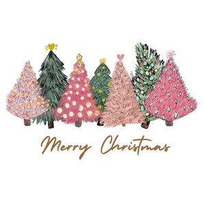 Merry Christmas Pink Forest DTF Transfer - My Vinyl Craft