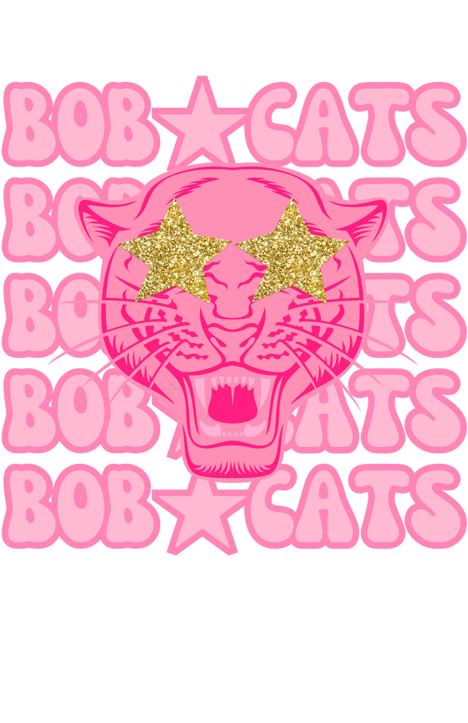 Pink Bobcats Bold Mascot DTF Transfer - My Vinyl Craft