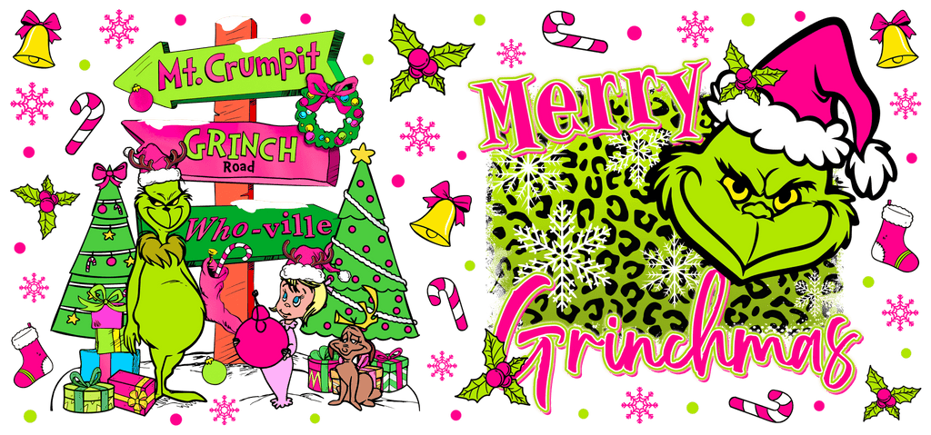 Pink Grinch UV DTF Cup Wrap - My Vinyl Craft