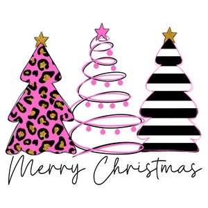 Pink Leopard Christmas DTF Transfer - My Vinyl Craft