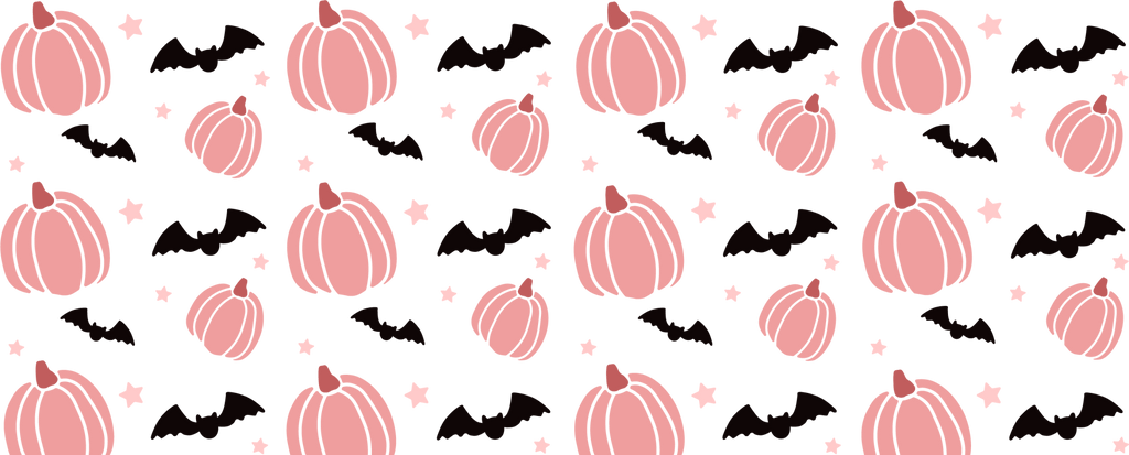 Pink Pumpkin & Bats UV DTF Transfer - My Vinyl Craft