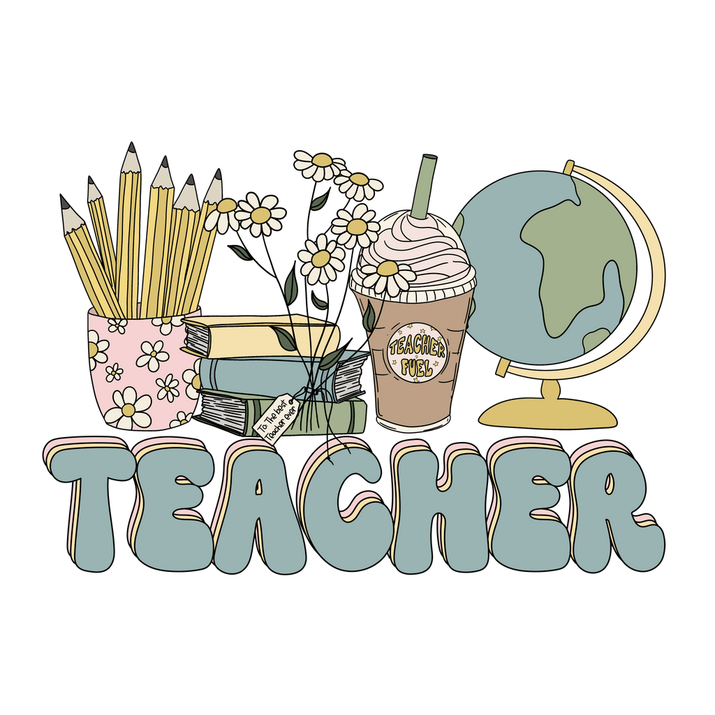 Teacher Globe DTF Transfer - My Vinyl Craft