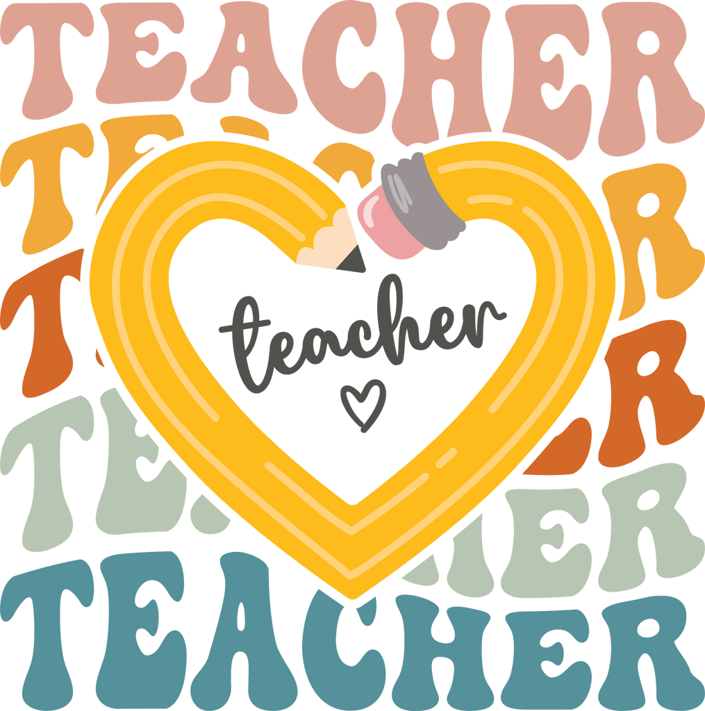 Teacher Pencil Heart DTF Transfer - My Vinyl Craft